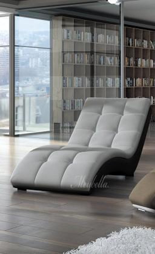 Chaise longue Hannah Grijs Zwart Leer Stof