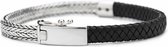 SILK Jewellery - Zilveren Armband - Alpha - 369BLK.21 - zwart leer - Maat 21