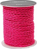 Gevlochten koord, dikte 3 mm, neon roze, 25 m