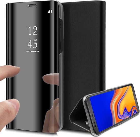 Samsung Galaxy J4 Plus Hoesje Spiegel Lederen Zwart van iCall | bol.com