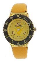 SCENE  SCE-1000-22 Horloge - Kunstleer - Oranje - Ø 38 mm