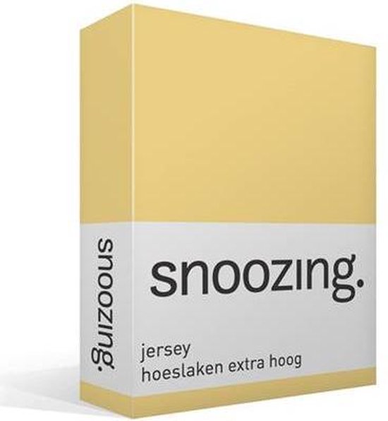 Snoozing Jersey - Hoeslaken Extra High - 100% coton tricoté - 200x200 cm - Jaune