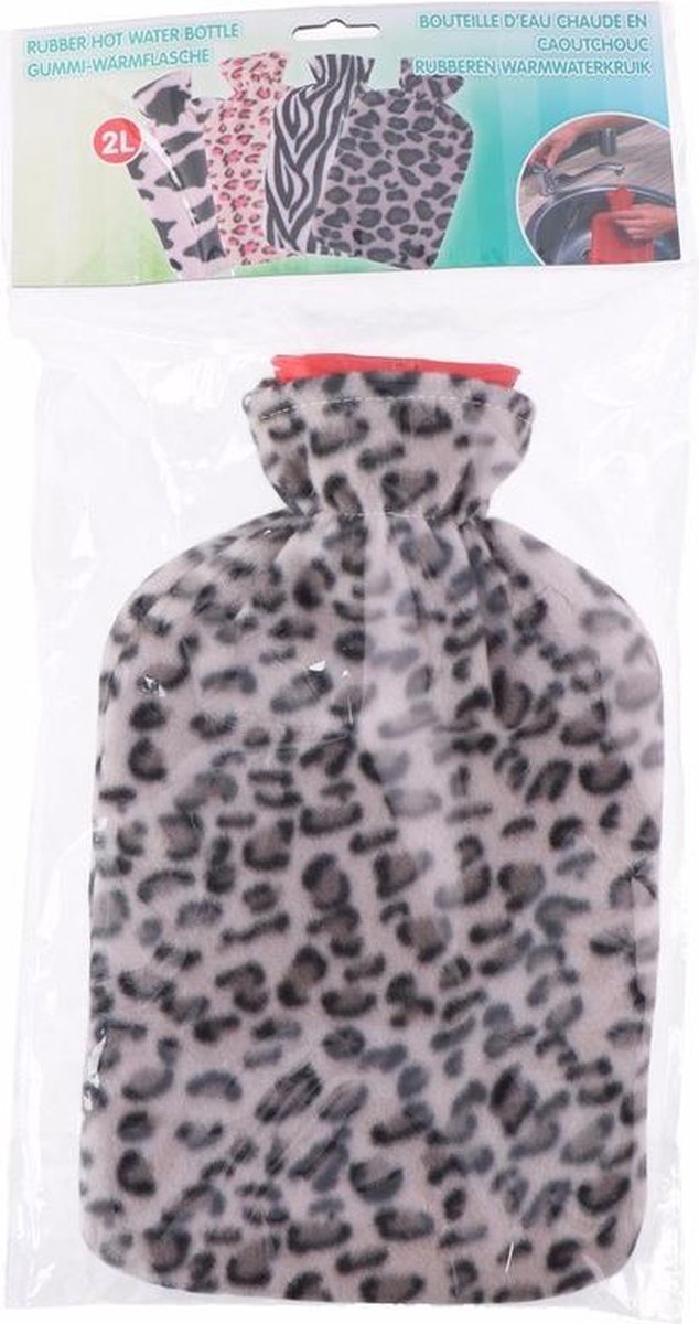 Passend wasmiddel Auto Water kruik met fleece hoes luipaard print grijs 2 liter | bol.com