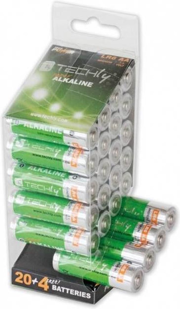 Techly Alkaline AA LR06 Batterijen 1,5 V (Blister 24 Stuks)