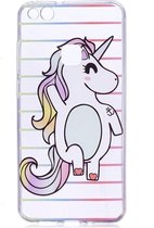 Shop4 - Huawei P10 Lite Hoesje - Zachte Back Case Unicorn Transparant