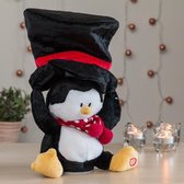 Pluchen Kerstdier met Geluid en Beweging Pinguïn