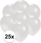 Kleine metallic witte ballonnen 25 stuks - Feestartikelen en versieringen in het wit