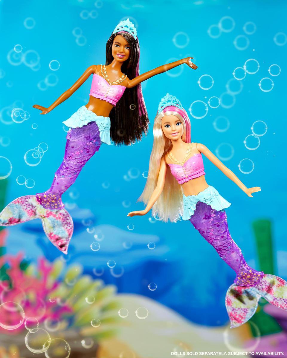 Barbie Dreamtopia poupée sirène lumière et danse aquatique dans l'eau  arc-en-ciel blonde Couleurs et Lumières