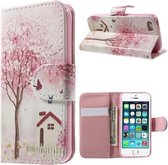 Qissy Tree and House portemonnee case hoesje voor iPhone 6 6S