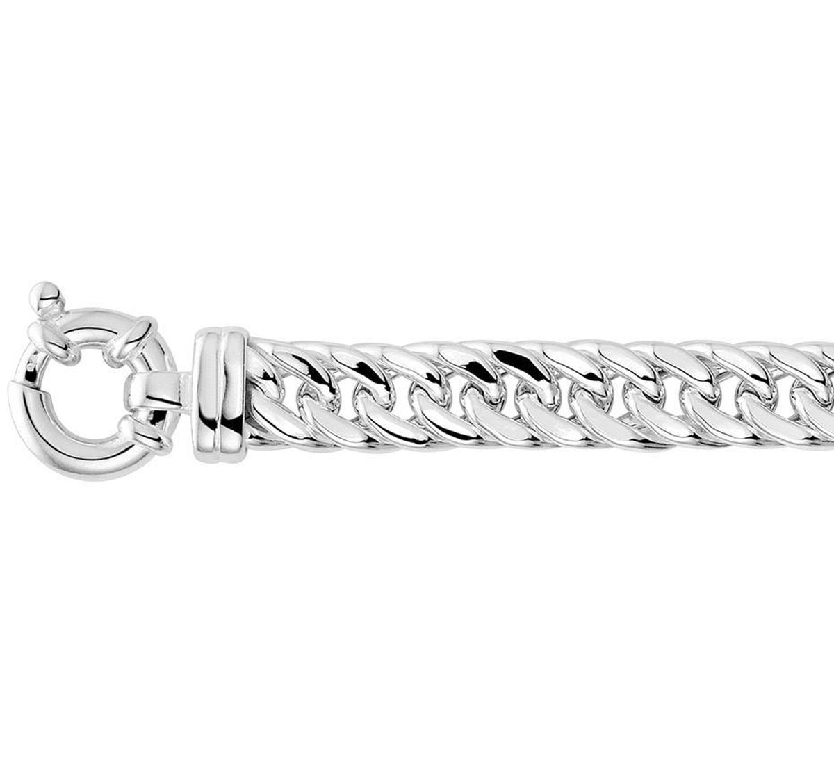 Collier dubbel gourmette plat 10 mm 45 cm met groot veerslot