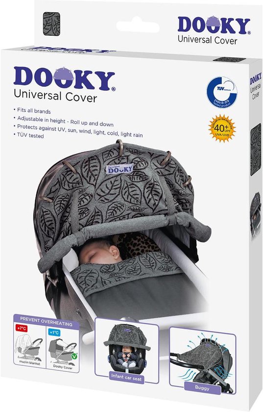 Dooky Universal Cover - Grey Leaves