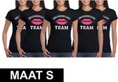 5x Vrijgezellenfeest Team t-shirt zwart dames Maat S