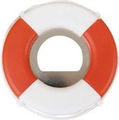Reddingsboei flessenopener - Rood en Wit - Diameter 7 cm