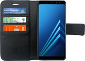 Samsung Galaxy A8 2018 Hoesje - Book Case Leer Wallet Cover Portemonnee Pasjeshouder Hoes Zwart