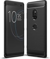 Sony Xperia XZ3 - hoes, cover, case - TPU - Carbon fiber textuur - Zwart