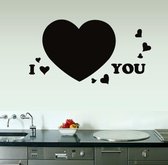 Krijtbord hart - Muursticker harten - schrijfbare hartjes - Love you muursticker - 58 x 59cm