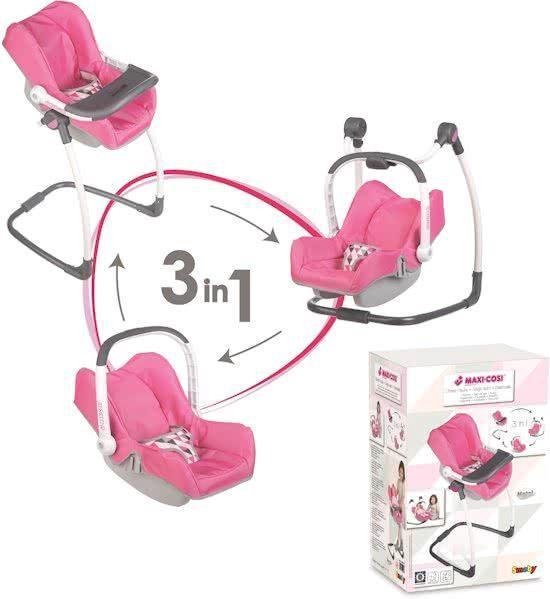 | Smoby MAXI COSI Kinderstoel Autozitje 3 in 1 Babypop Poppenset Quinny 3 In 1 Maxi CosiKinderstoel Autozitje