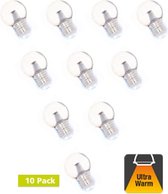 10 Pack - Prikkabel lamp E27 1,5w Bol Lamp, 90 Lumen, Transparante Kap met lens, 2000K Flame