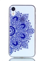 Shop4 - iPhone Xr Hoesje - Zachte Back Case Lotus Blauw