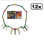 12x Plastic indianenketting kralen+tanden