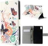 Sony Xperia M4 Aqua wallet agenda hoesje vlinders kleuren