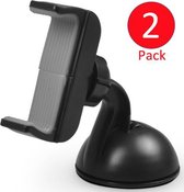 2x Telefoonhouders Auto Zwart met Zuignap voor bevestiging op de Auto Voorruit - voor onder andere Apple iPhone 7 (Plus) / 6/6s (Plus) / 5/5S/5C/SE / Samsung Galaxy S7 (Edge) / S6