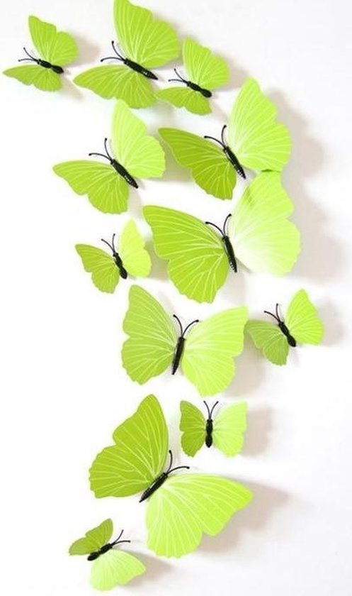 3D Vlinders - Muurdecoratie - Lime Groen