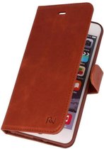 Bruin Rico Vitello Echt Leren Bookstyle Wallet Hoesje voor iPhone 7 Plus / 8 Plus