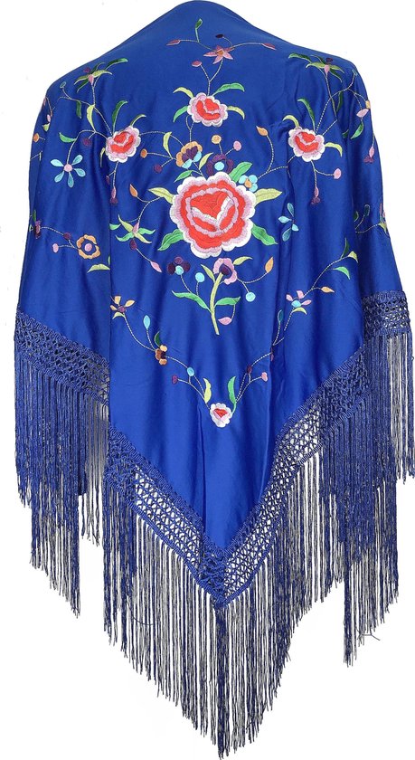 Manton de manila bordado de flor para mujer, Mantón para danza flamenca