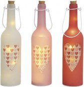 Love - Liefde - Valentijn - Hart - Glazen flessen "Hart" met 5 LEDS, set van 3, 30cm