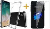 Transparant Siliconen Hoesje geschikt voor Apple iPhone Xs / X + Screenprotector Volledig Dekkend Wit - Case van iCall