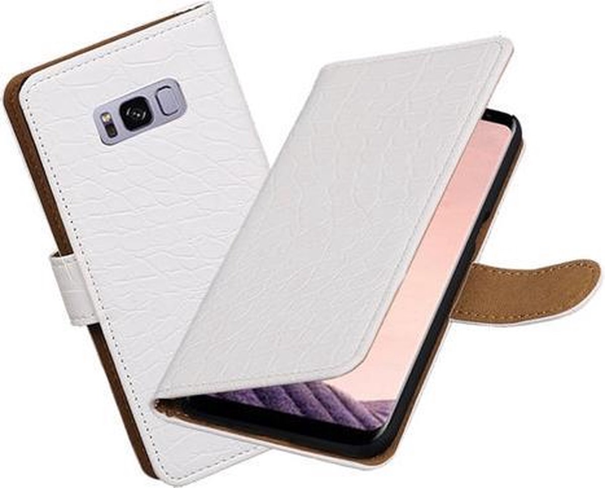 BestCases.nl Samsung Galaxy S8 Krokodil booktype hoesje Wit