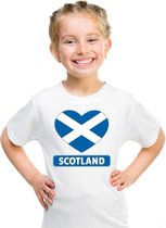 Schotland hart vlag t-shirt wit jongens en meisjes M (134-140)