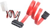Akasa 40cm SATA cable f/ slimline opticals 4-pin Molex 7-pin SATA, 6-pin SATA Zwart, Rood