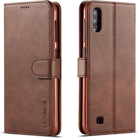 LC.IMEEKE Luxe Book Case - Geschikt voor Samsung Galaxy A10 Hoesje - Donkerbruin