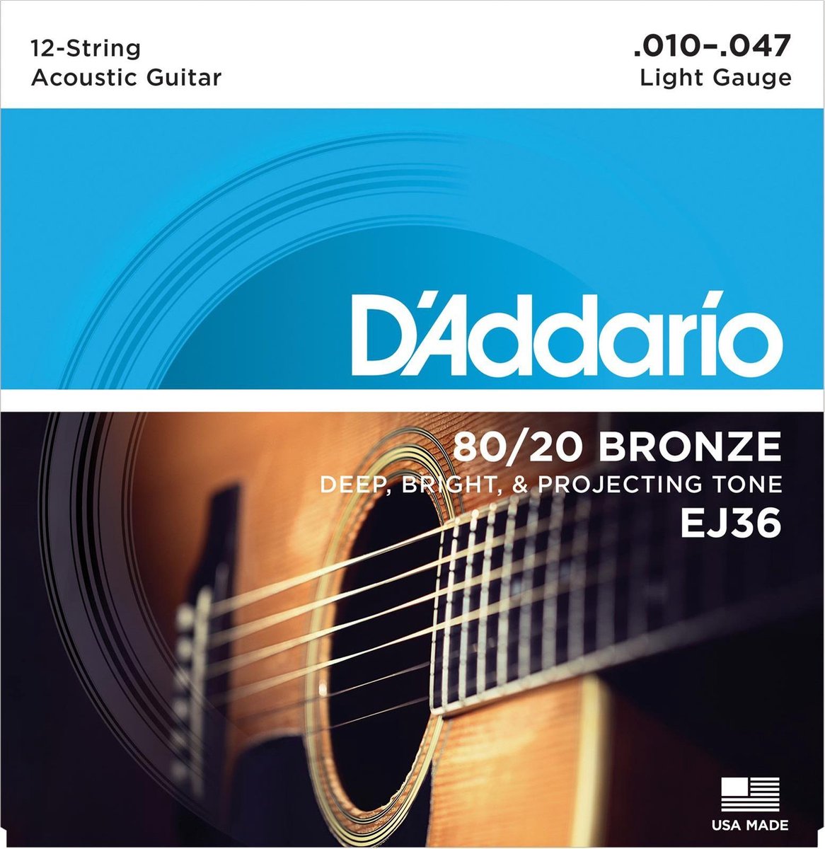 D'Addario EJ36 Bronze Acoustic Guitar 12-Strings Light 10-47