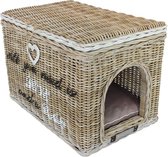 Happy-House Grote Mand Riet M Deksel 75x50x52 cm Naturel Wit Bruin
