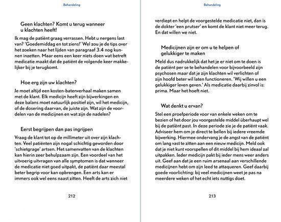 Pagina's 212 en 213 met tekst over klachten, medicatie en onderhandelen.