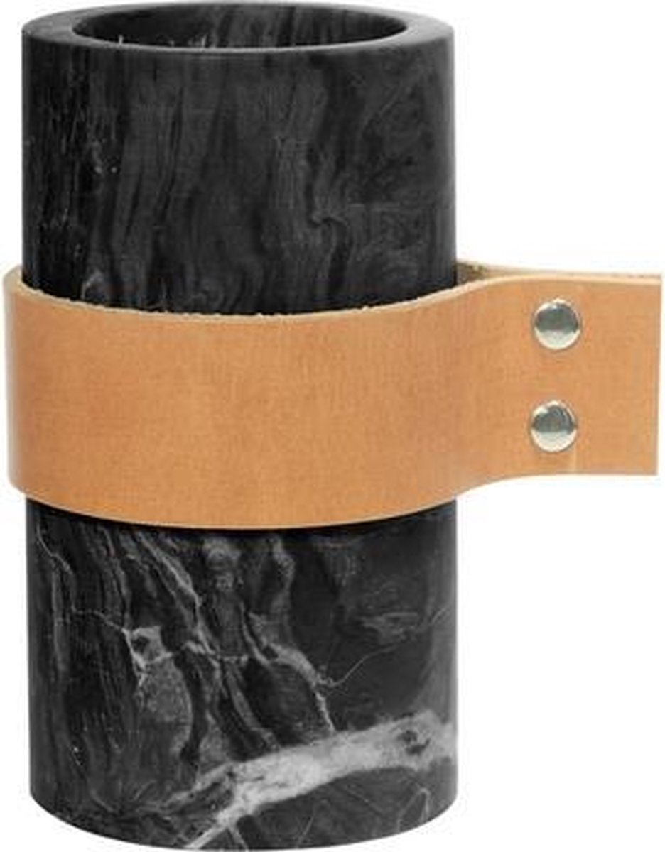 ECO Design Vaas 11x15cm Zwart met Lerenband