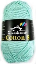 Cotton 8 Scheepjes 663 Ice Mint. PAK MET 5 BOLLEN a 50 GRAM. PARTIJ 06.