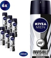 NIVEA MEN Invisible for Black & White Power - 6 x 150 ml - Voordeelverpakking - Deodorant Spray