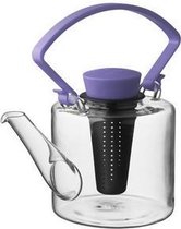 Qdo Theepot Glas - Cylinder - Met Clip Handvat - 1 liter - Paars