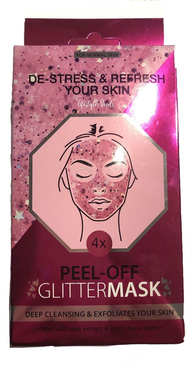 4X PEEL OFF Unicorn Pink Glitter Masker | Exfoliates | Wild Rose Extracten en Witch hazel water