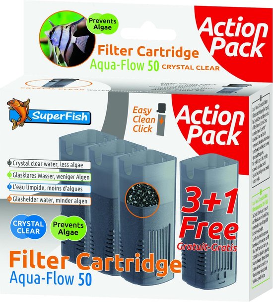 Superfish Aquaflow Filter Crystal Clear Cartridge - Aquariumfilter - 4 stuks | bol.com