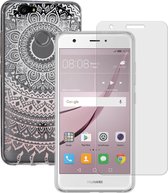 MP Case glasfolie tempered screen protector gehard glas voor Huawei Nova + Gratis Mandala design TPU case hoesje voor Huawei Nova