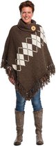 Poncho - omslagdoek - handgemaakt – hip- gerecycled - wol - katoen – green – yoga - duurzame kleding - bruin - ecru - maat XL