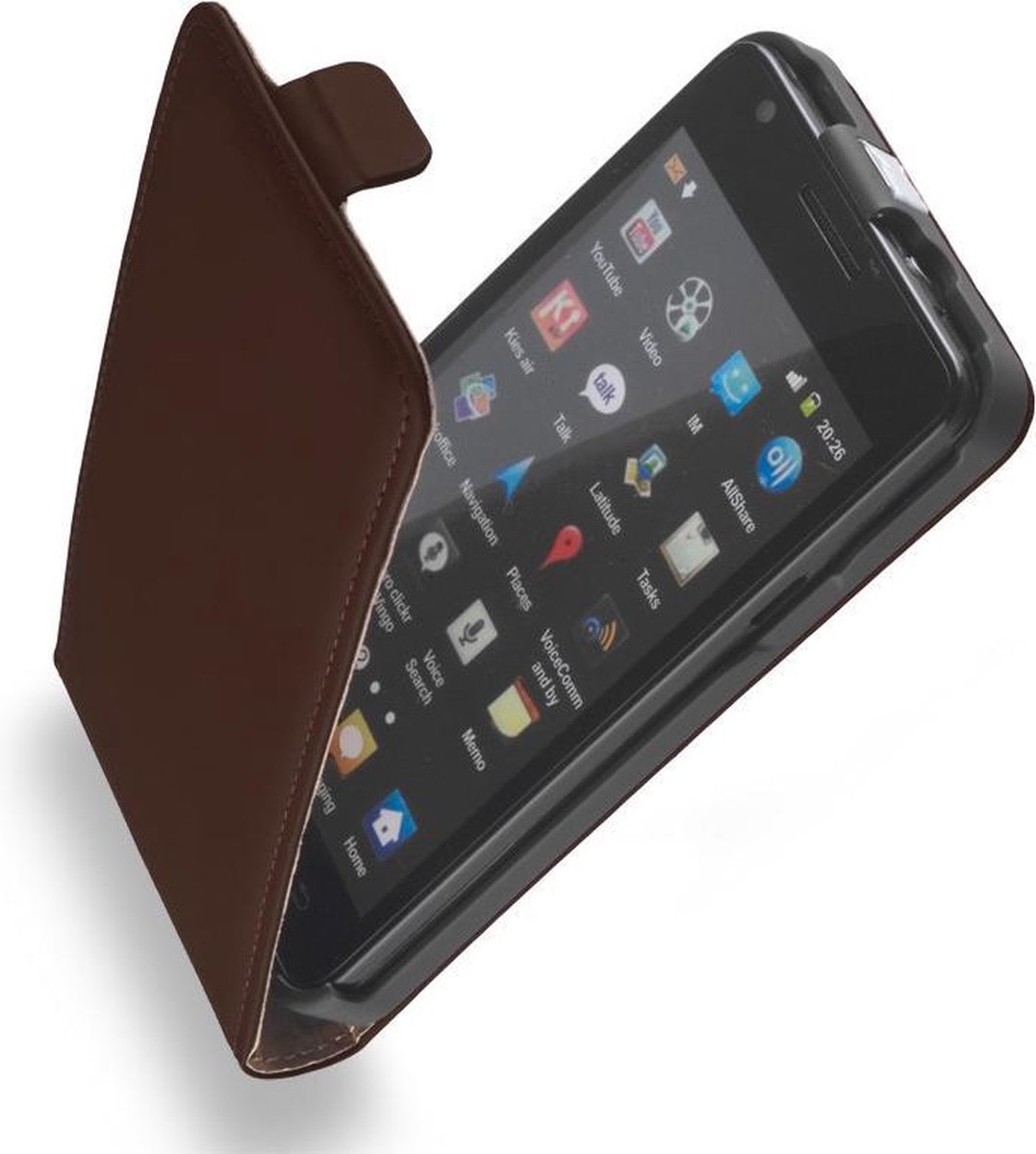 LELYCASE Flip Case Lederen Hoesje Samsung Galaxy S/Plus Bruin