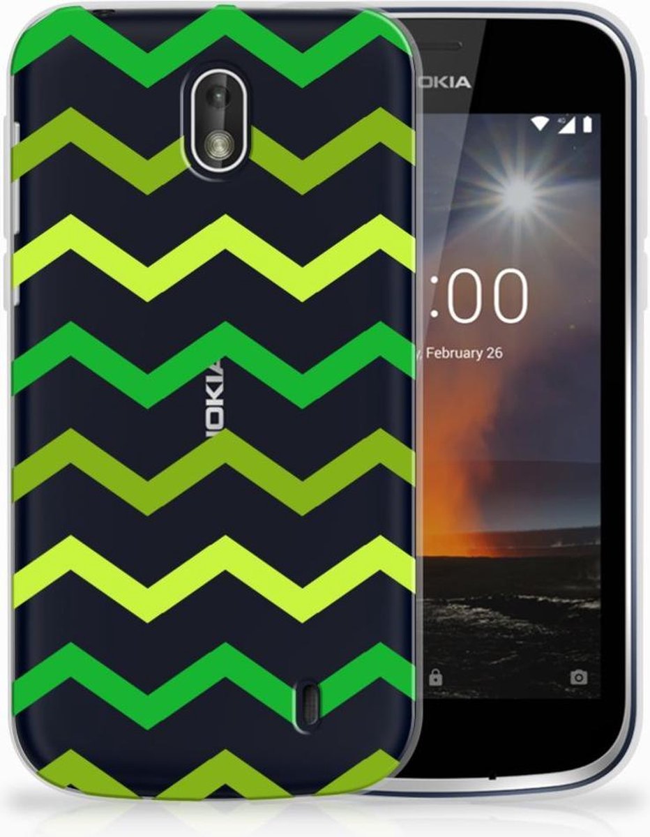 TPU Hoesje voor Nokia 1 TPU bumper Zigzag Groen