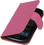 Samsung Galaxy S3 mini i8190 - Effen Design Roze - Book Case Wallet Cover Hoesje