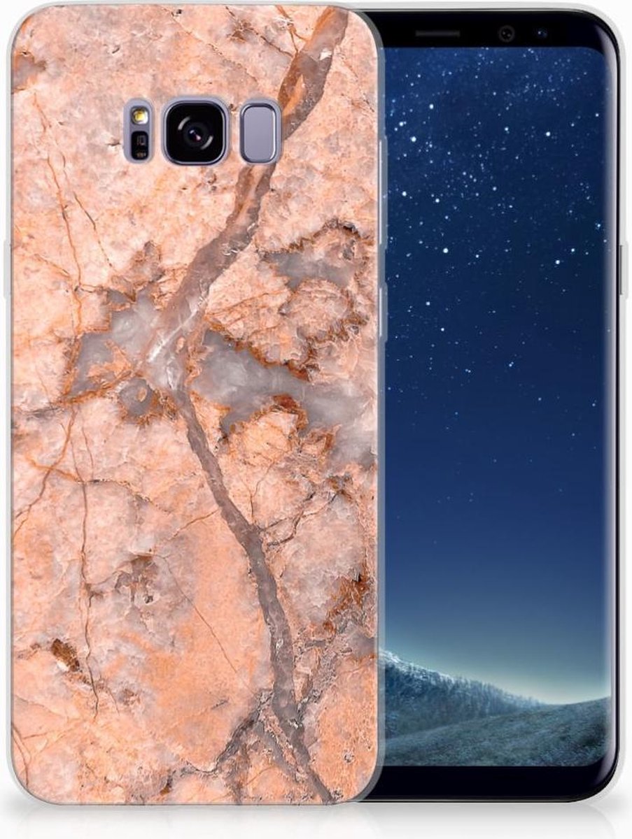Samsung Galaxy S8 Plus TPU Siliconen Hoesje Marmer Oranje